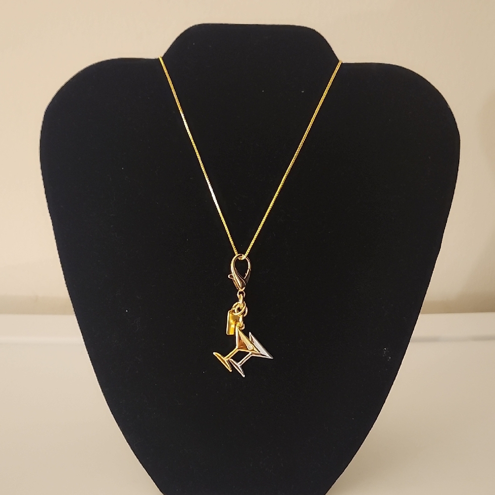Coach Martini Glass Charm Pendant on Sterling Silver Chain (New)